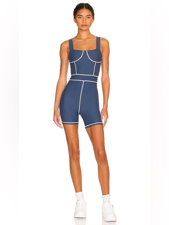 WeWoreWhat Pants - WeWoreWhat Blue Jumpsuit with White Trim